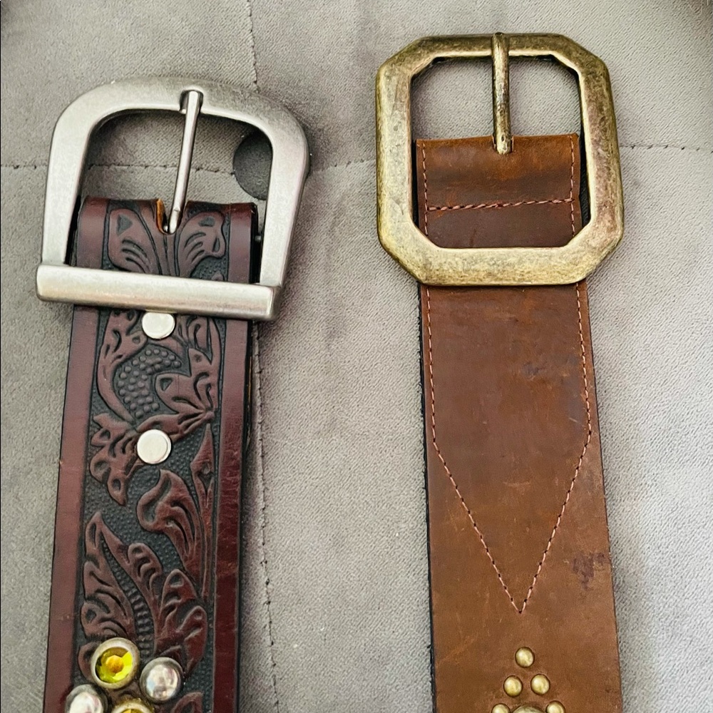 Genuine leather belts with stones